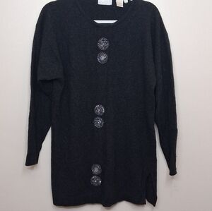 Vintage Lambswool/Angora Blend Tunic Sweater Embellished Sz Large Whimsigoth